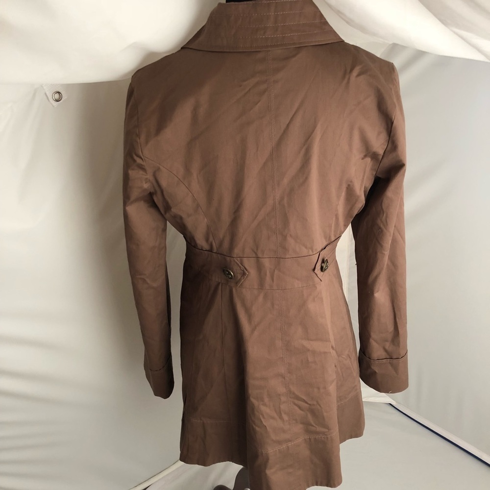 Jolt Y2K tan latte fitted double breasted military style trench coat L - Picture 4 of 10